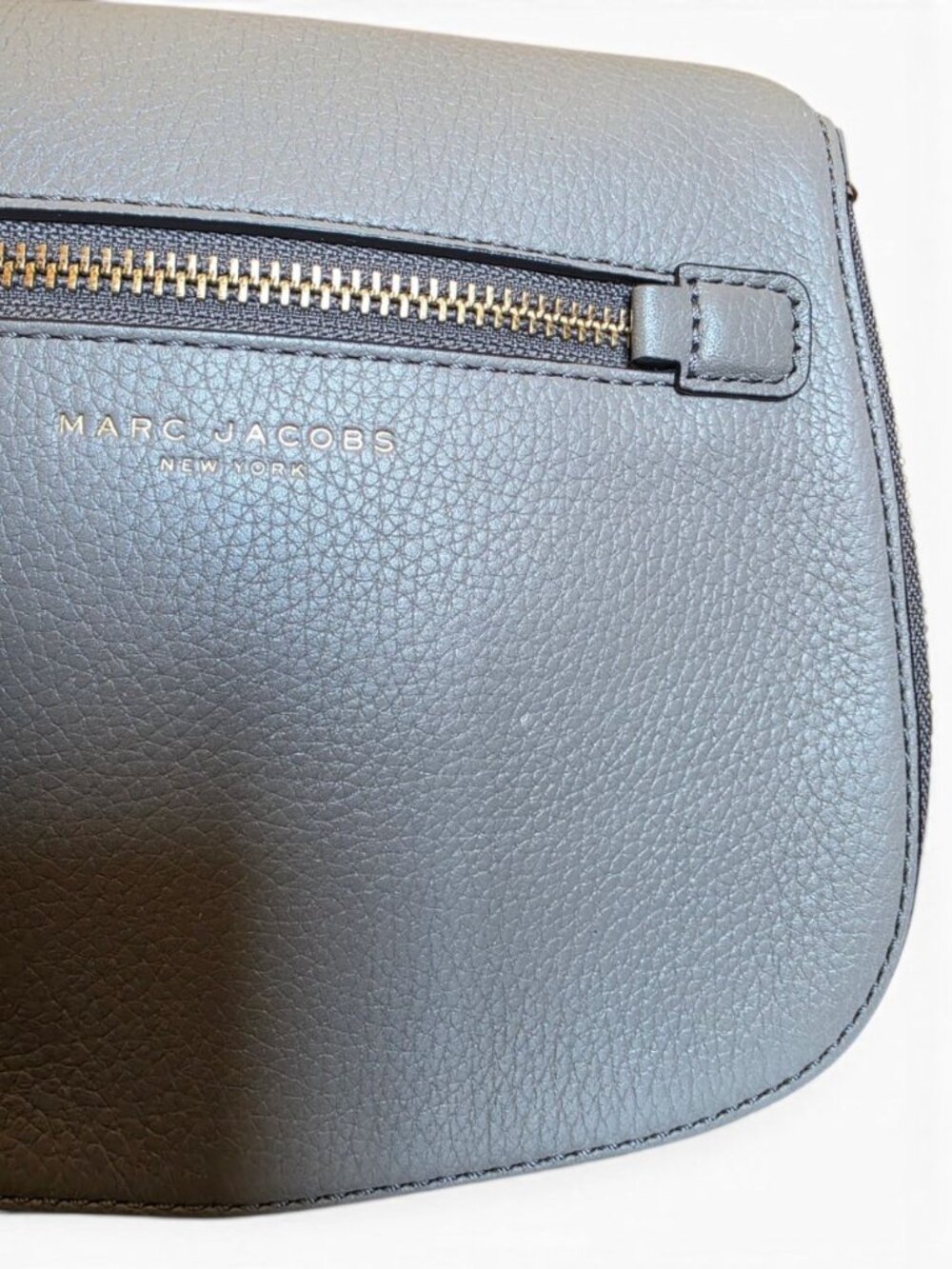 Marc Jacobs Nomad Crossbody Bag Pebbled Leather Saddle Shoulder Handbag Gray - Picture 7 of 16